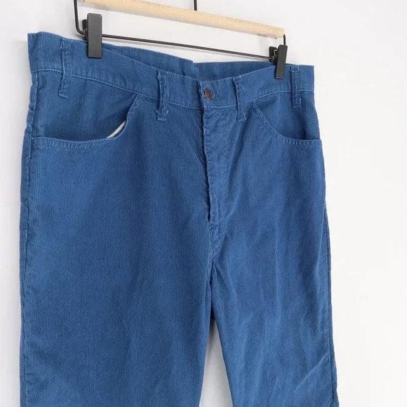 Vintage Levis 646 Pants Mens 36x30 Blue Corduroy Flare Bell Bottom‎ White Tab